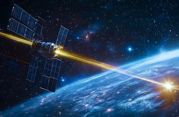Luft-Raumfahrt-Laserkommunikationssystem, das Satelliten mit Lichtstrahlen über weite Entfernungen hinweg verbindet